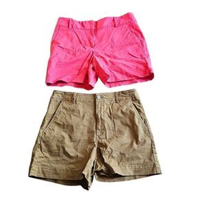 LOFT womens Sz 6 brown and coral pink chino short bundle